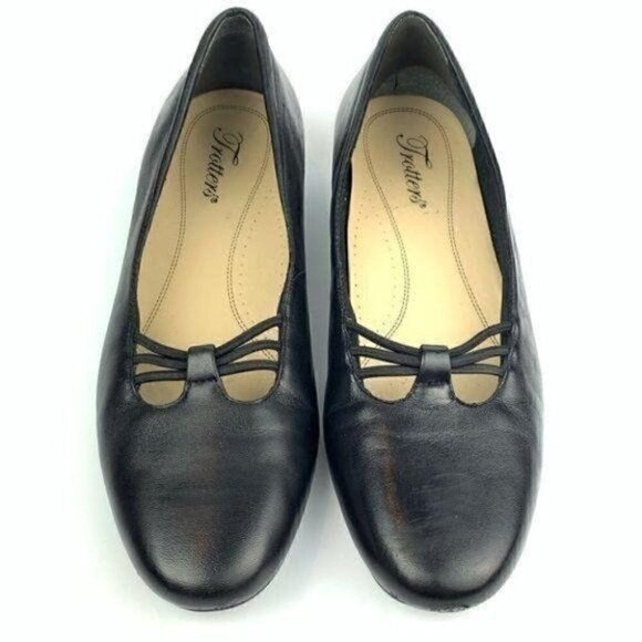 Trotters flats 9.5 black leather loafers ballet - Picture 3 of 9